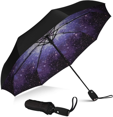 Schwarzer Kleber Sonnenschutz Dreifachklappbarer Regenschirm für Werbung und Geschenke