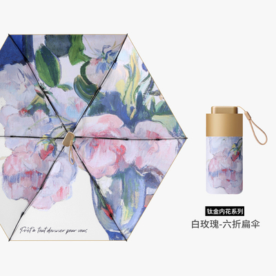Regenschirm Klappbar Geburtsblume Kleine Winddichte Regendichte UV-Dichte 5 Klappbare Mini-Kapsel