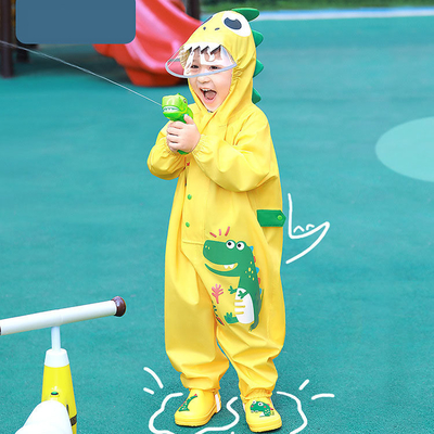 Kindergarten-Baby-Regen-Ausrüstung mit Zeichentrickfilm-Dinosaurier-Druck für Outdoor-Aktivitäten