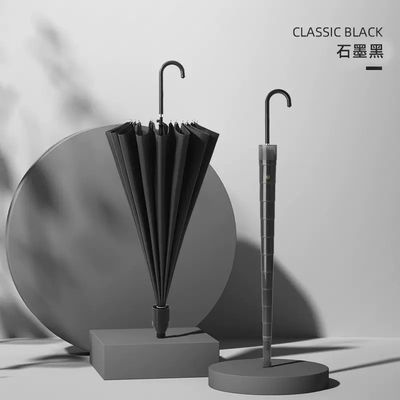 190T Pongee Dichte Druck Logo Langgriff Gerade Regenschirm für Geschäftsgeschenke