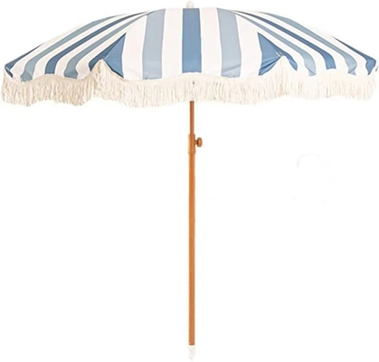 210T Nylon Stoff Outdoor Strand Garten Gelber Streifen Schirm für kommerzielle Zwecke