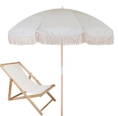 Reisefreundlicher Strandsonnenschirm mit Baumwollschlägern und All-in-One-Funktion