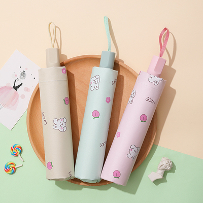 Minimalisches Design Kunststoffgriffe Dreifachklappbar Sonnen-UV-Schirm für Männer und Frauen