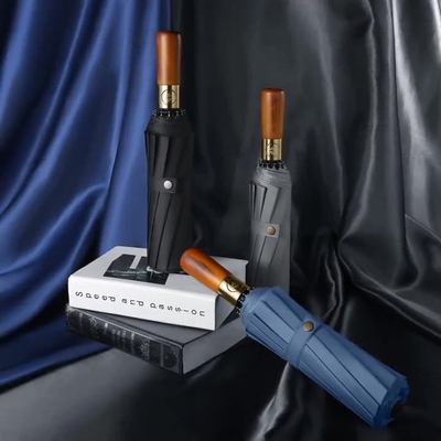 Holzgriff Schirm 12 Rippen Winddicht Wasserdicht Couture Muster für Geschäftsgeschenk