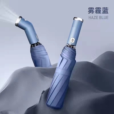 Werbe-/Geschenkschirm mit reflektierender LED-Taschenlampe und automatisch faltbarer Bequemlichkeit