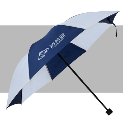 Manuelle Steuerung Blau und Weiß Doppel- Werbe Schirm für Erwachsene Custom Logo Druck