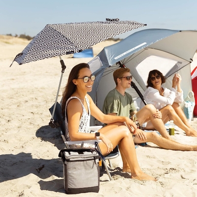 Outdoor Camping Beach Babystuhl mit verstellbarem Regenschirm und universellem UV-Schutz