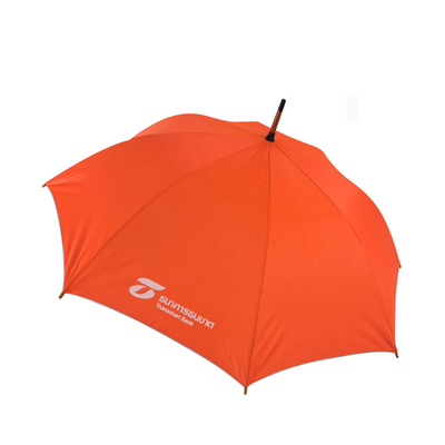 Automatisch geöffneter Vollkörper-Schirm Orange Custom Bank Logo Haken Griff mit 100cm Durchmesser