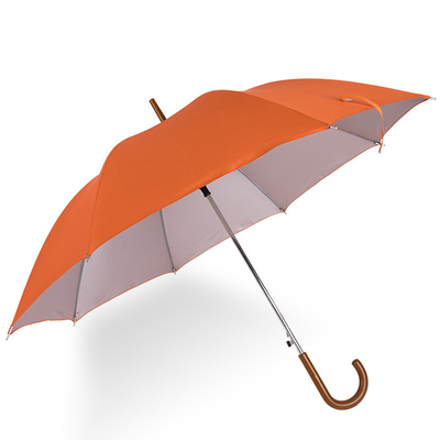 Automatisch geöffneter Vollkörper-Schirm Orange Custom Bank Logo Haken Griff mit 100cm Durchmesser