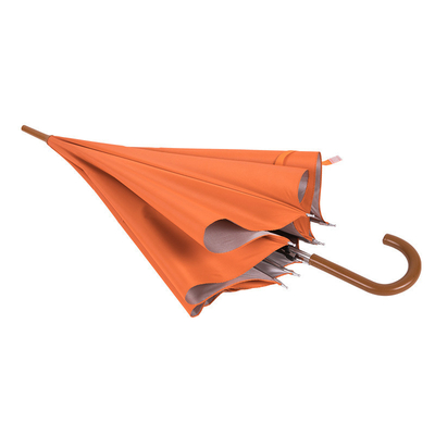 Automatisch geöffneter Vollkörper-Schirm Orange Custom Bank Logo Haken Griff mit 100cm Durchmesser