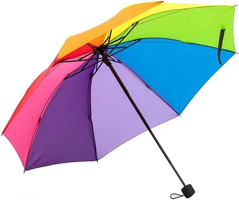 Farbenfrohe Regenbogen-Designs 3 Klappschirm mit winddichten und glasfaserhaltigen Rippen