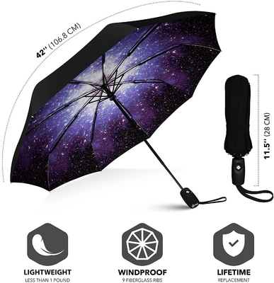 Schwarzer Kleber Sonnenschutz Dreifachklappbarer Regenschirm für Werbung und Geschenke