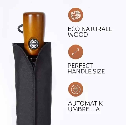 Country Design 23 Zoll Holzgriffe automatisch öffnen und schließen 3 Falte Sonnenschirm mit 10 Rippen