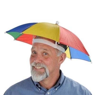 Sonnen-UV-Schutz Custom Logo Druck Kopf Hut Form Regenschirm für Erwachsene und Kinder