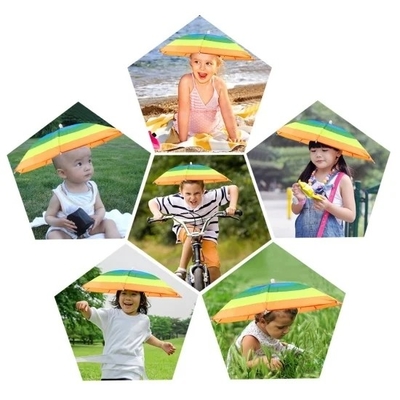 Sonnen-UV-Schutz Custom Logo Druck Kopf Hut Form Regenschirm für Erwachsene und Kinder