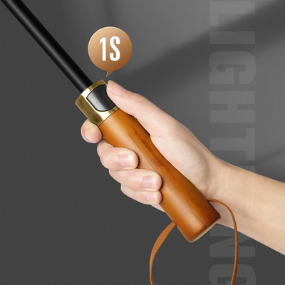 190T Pongee Langgriff 3 Falte Holzgriff Herren Business-Schirm Plus-Size Winddichtes Golf-Geschenk-Schirm Custom Logo