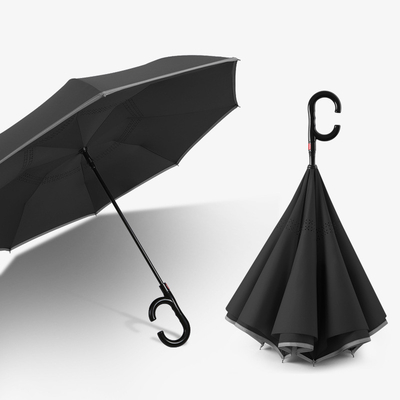 Einfacher und kreativer Werbe-Geschenkschirm mit verstärktem Faser-Rückwärtsdesign