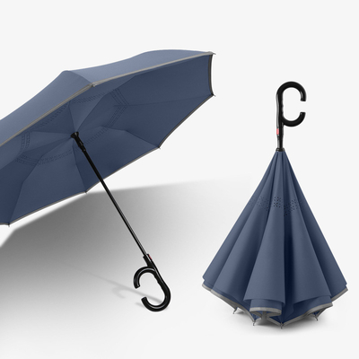Einfacher und kreativer Werbe-Geschenkschirm mit verstärktem Faser-Rückwärtsdesign