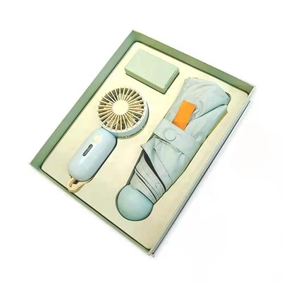 Regenschirm Geschenk mit benutzerdefinierter Box All in 1 Funktion USB Wiederaufladbare Mini-Portable-Ventilator