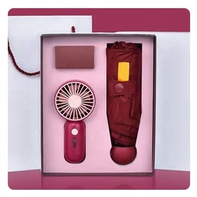 Regenschirm Geschenk mit benutzerdefinierter Box All in 1 Funktion USB Wiederaufladbare Mini-Portable-Ventilator