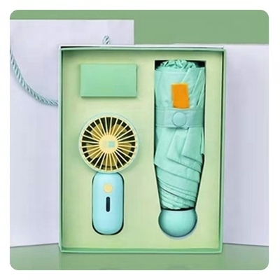 Regenschirm Geschenk mit benutzerdefinierter Box All in 1 Funktion USB Wiederaufladbare Mini-Portable-Ventilator