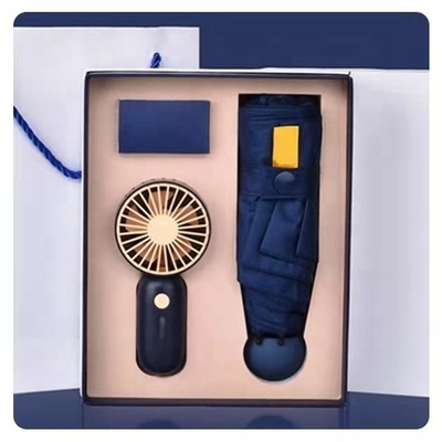 Regenschirm Geschenk mit benutzerdefinierter Box All in 1 Funktion USB Wiederaufladbare Mini-Portable-Ventilator