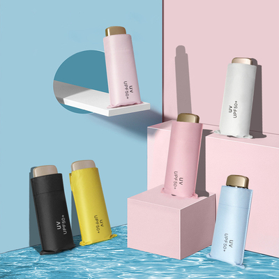 Reisen Sie stilvoll mit Super Mini Pocket Anti UV Schirm Gold Metall Glasfaser Rippen