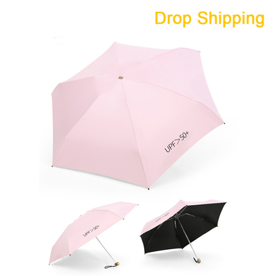 Drop Shipping Schwarze UV-Beschichtung Pongee Mini Kapsel Taschenschirm zum Sonnenschutz