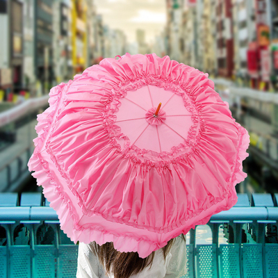 8K Stahl Rippen Halbautomatische Prinzessin Spitze Sonnenschirme für Frauen Rosa Farbe Custom Logo