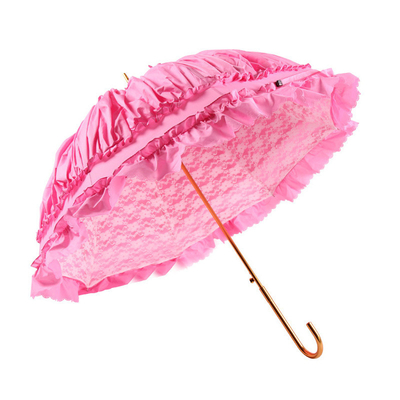 8K Stahl Rippen Halbautomatische Prinzessin Spitze Sonnenschirme für Frauen Rosa Farbe Custom Logo
