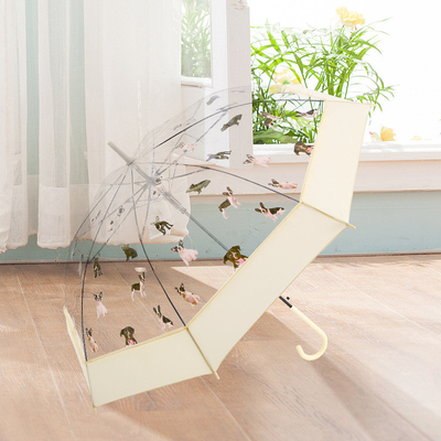 Transparenter Regenschirm mit langem Griff und gerader Stange kann Werbelogo drucken