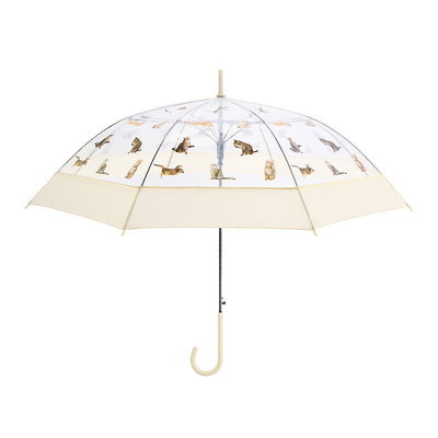 Transparenter Regenschirm mit langem Griff und gerader Stange kann Werbelogo drucken