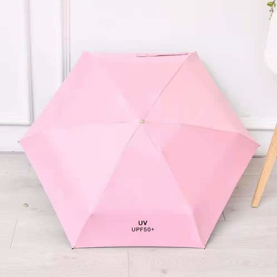 87cm offener Durchmesser UV-Schutz Mini-Größe Regenschirm mit goldenen Metall-Glasfaserribben