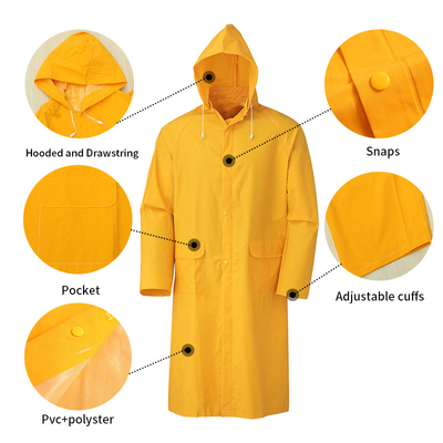 OXFORD CLOTH Wasserdicht PVC Polyester Gelb Regenmantel für Erwachsene