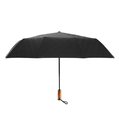 Custom Logo Werbe Schirm mit Holzgriff 3 Klappschirm für Sonne und Regen