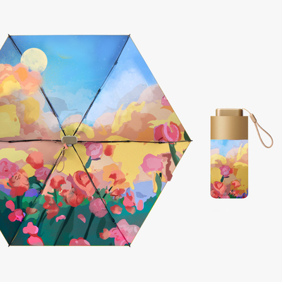 Regenschirm Klappbar Geburtsblume Kleine Winddichte Regendichte UV-Dichte 5 Klappbare Mini-Kapsel