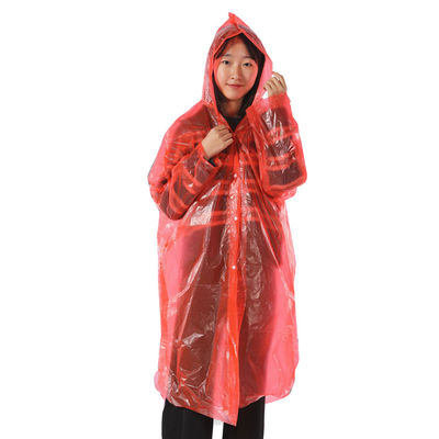 Erwachsene Glam-Design-Stil Regenmantel Transparent Lang Einweg-Poncho mit Kapuze