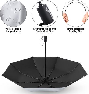 Polyester UPF 50 Windschutz Sonnenschutz Reiseschirm 46 &quot; Silberbeschichtung Auto-Schirm