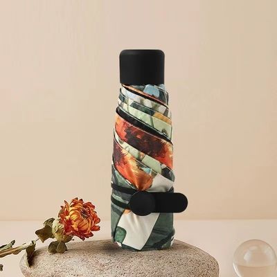 Gold beschichtet Metallschacht Diy Regenschirm Japanischer und koreanischer Stil 5 Falte Mini UV Tasche