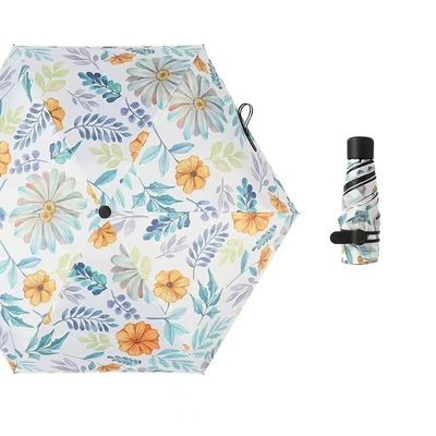 Gold beschichtet Metallschacht Diy Regenschirm Japanischer und koreanischer Stil 5 Falte Mini UV Tasche