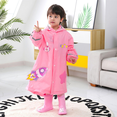 Outdoor RAINWEAR Zeichentrickfilm gedruckte Kinder Regenjacke mit reflektierenden Streifen Mädchen Regenmantel