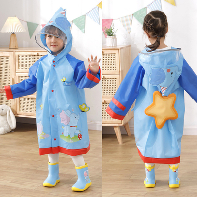 Outdoor RAINWEAR Zeichentrickfilm gedruckte Kinder Regenjacke mit reflektierenden Streifen Mädchen Regenmantel