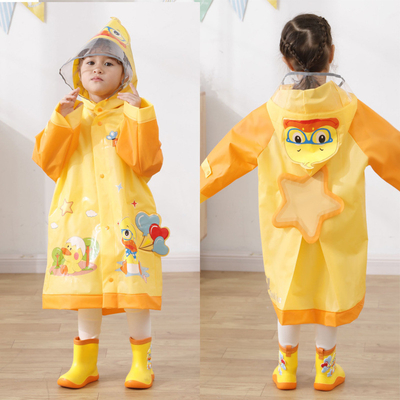 Outdoor RAINWEAR Zeichentrickfilm gedruckte Kinder Regenjacke mit reflektierenden Streifen Mädchen Regenmantel