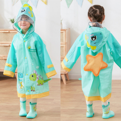 Outdoor RAINWEAR Zeichentrickfilm gedruckte Kinder Regenjacke mit reflektierenden Streifen Mädchen Regenmantel