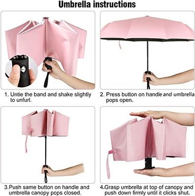 Metal Shaft Pink Reiseschirm für Frauen Sonnenschirm Leichtgewicht automatisches Öffnen