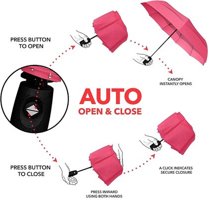 23 Zoll*10k Rose Pulver Farbe Falsch Doppeldachschirm Reise Schirm für einfache Handhabung