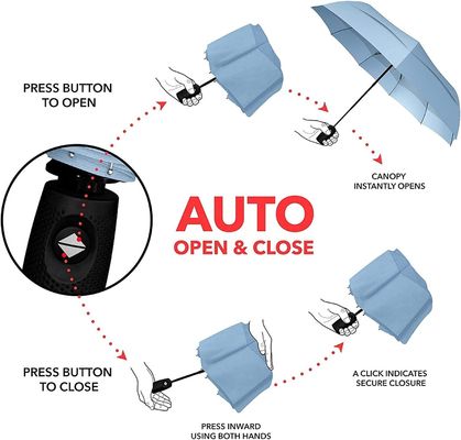 UV-Schwarz beschichtet 190T Pongee Doppeldachschirm für Regen und Wind