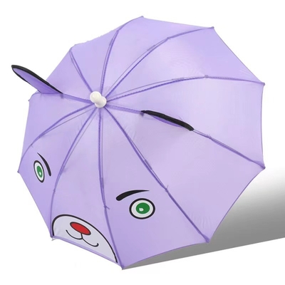 Kinder Schönes Regenschirm Gerades Design 8K Rippen Druck Logo Nylon Polyester perfekt für die Reise