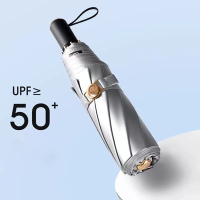 Produktwerbung Regenschirm Artikel Farbkleber Regenschirm 3 Klappstoff Silber Titan UV-Schutz