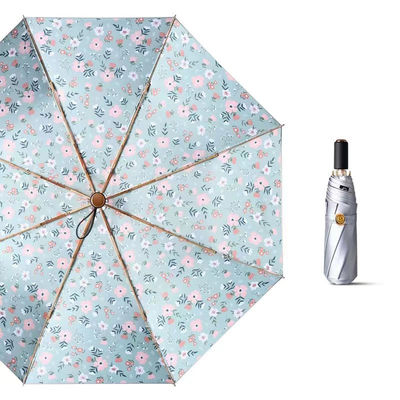 Produktwerbung Regenschirm Artikel Farbkleber Regenschirm 3 Klappstoff Silber Titan UV-Schutz